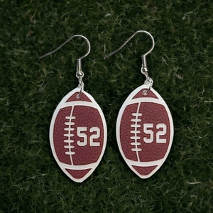 Jersey number football earrings by The Messy Woodworker