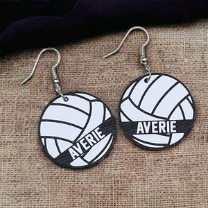 Personalized volleyball earrings by The Messy Woodworker